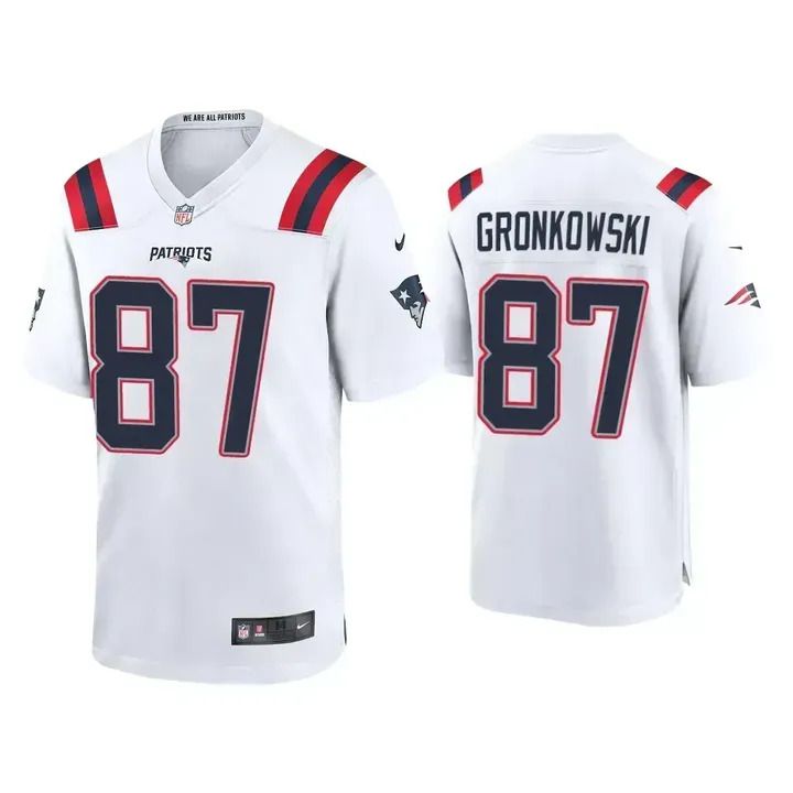 Men New England Patriots #87 Rob Gronkowski Nike White Game NFL Jersey